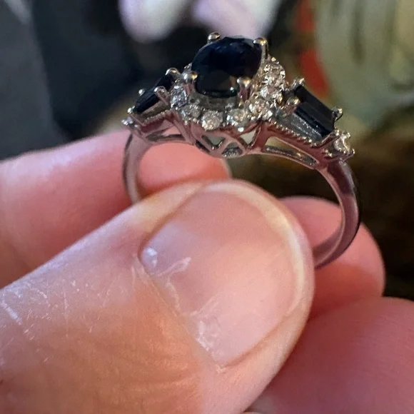 Kay Jewelers white gold Ring with sapphire and White Gems - Picture 4 of 4